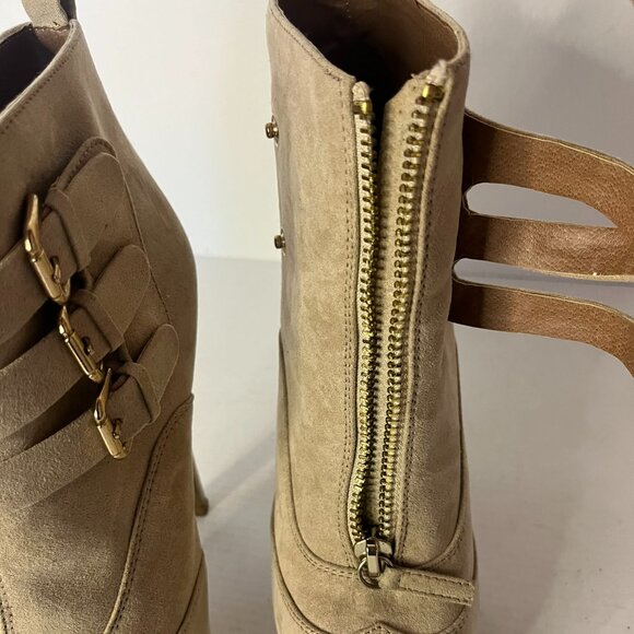 Gorgeous Zigi Soho Sincere Tan Faux Suede Bootie Open Toe Booties 8.5 - Picture 5 of 8